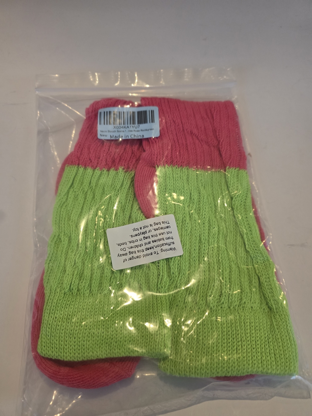 80s Neon Souchy Socks - Pink & Lime Green